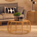 Trento Rattan Round Coffee Table, Antique Gold Frame