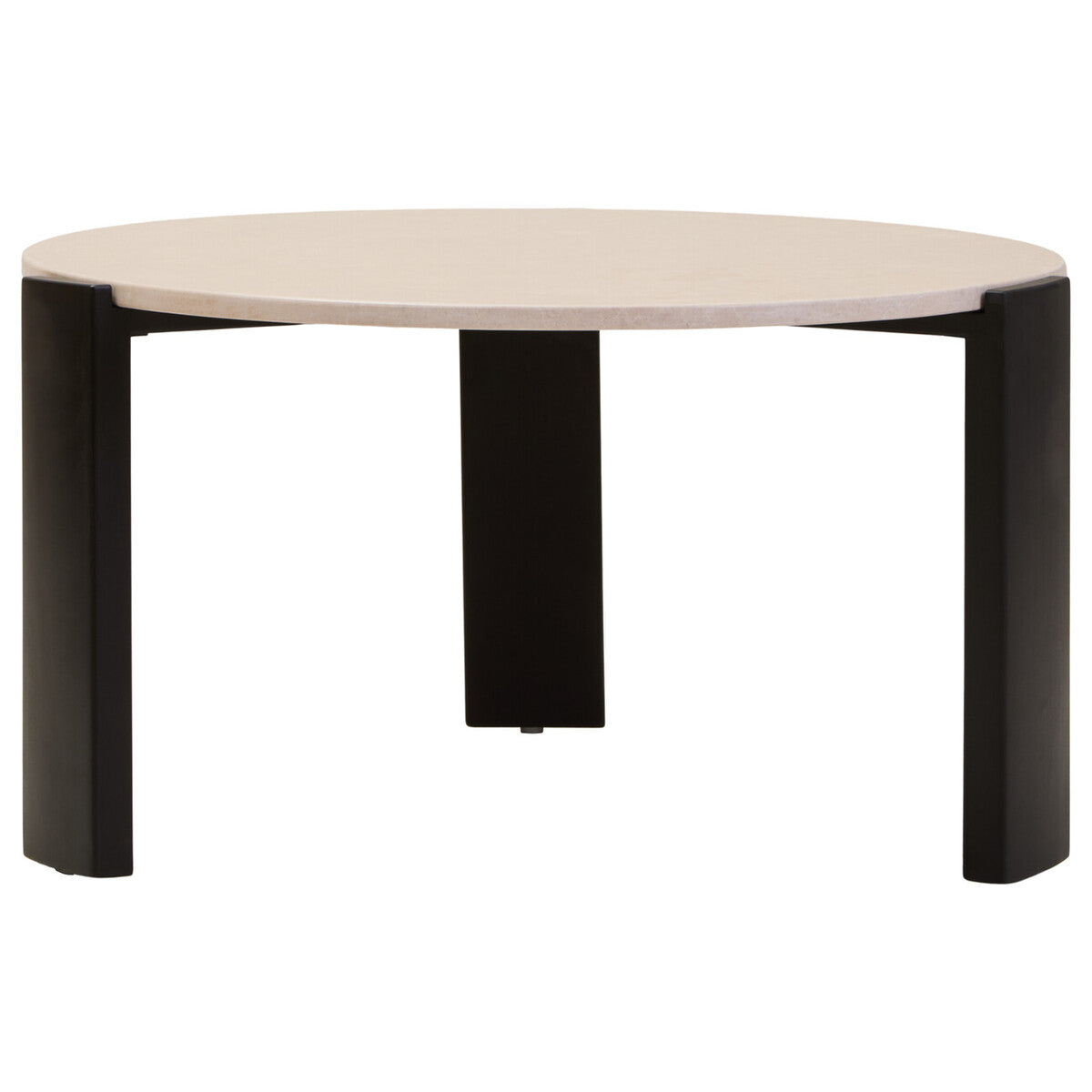 Palermo Cream Marble and Black Acacia Coffee Table, Large Round
