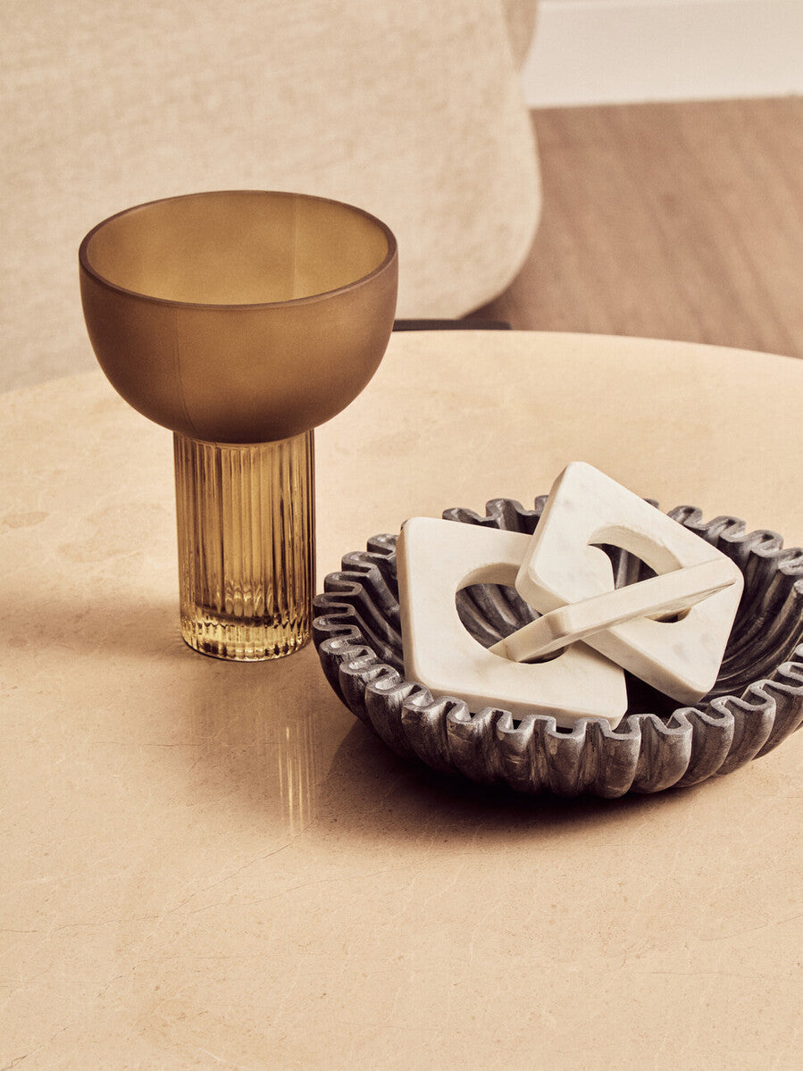Palermo Cream Marble and Black Acacia Coffee Table, Large Round