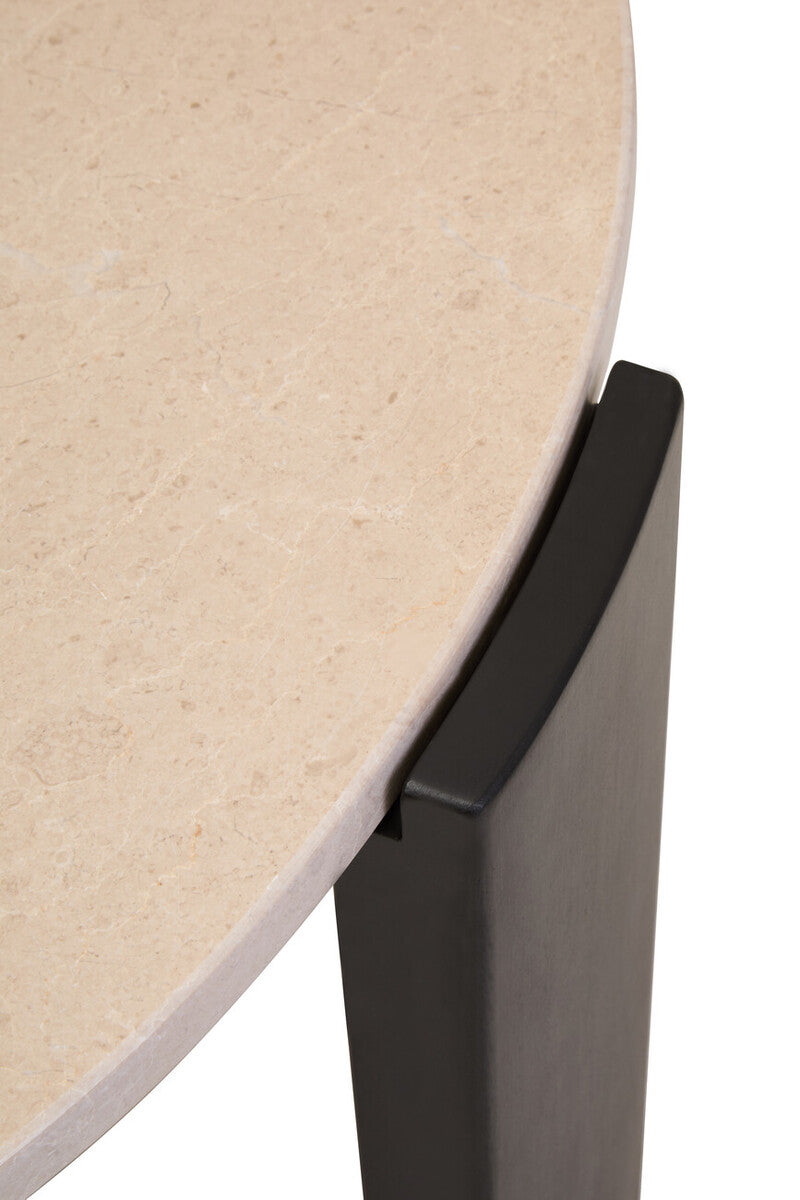 Palermo Cream Marble and Black Acacia Coffee Table, Large Round