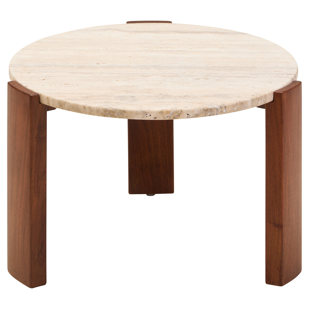Palermo Travertine and Acacia Coffee Table, Small Round