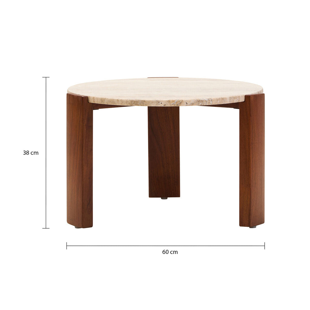 Palermo Travertine and Acacia Coffee Table, Small Round