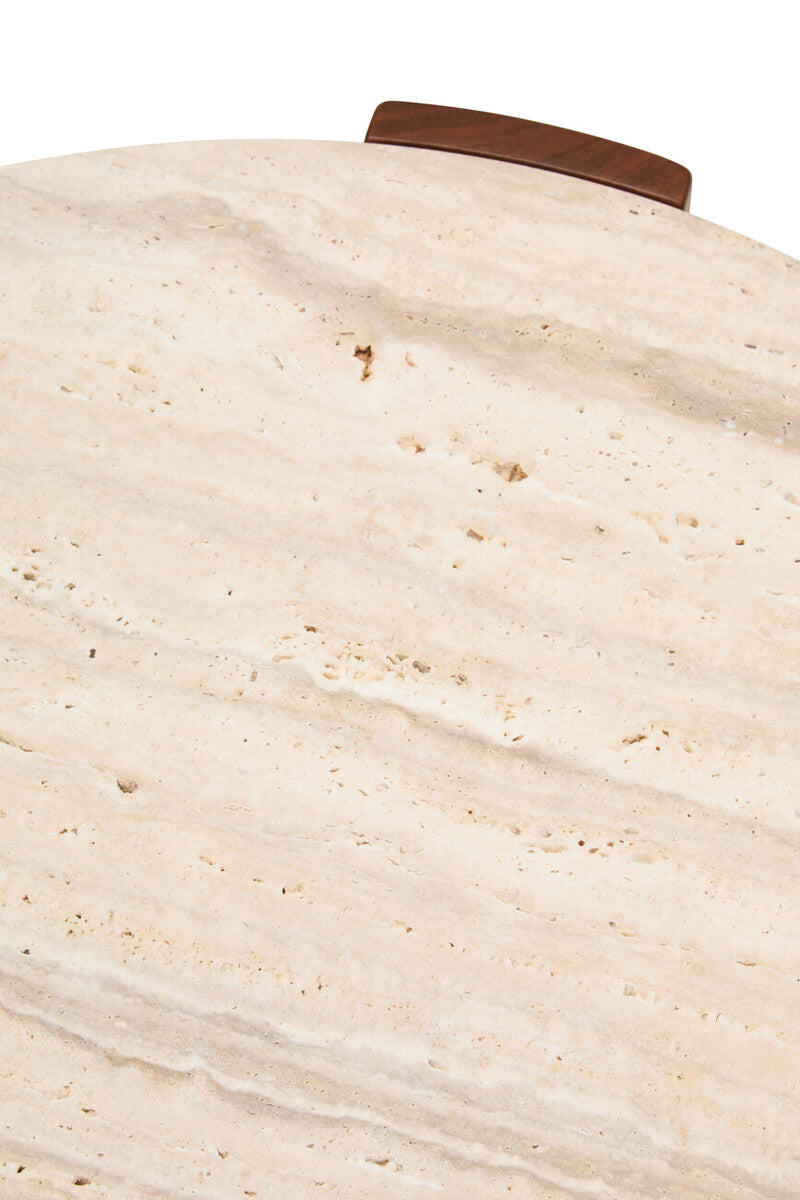 Palermo Travertine and Acacia Coffee Table, Small Round