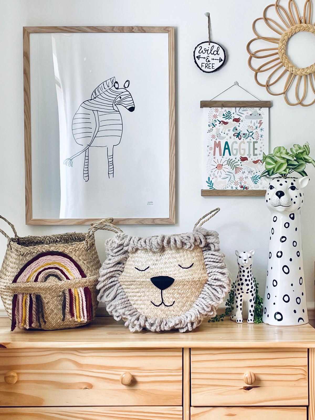 Natural Seagrass Lion Storage Basket, Large