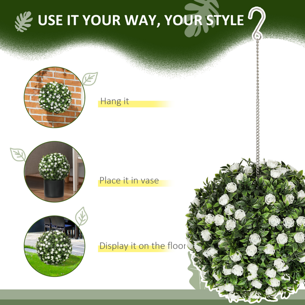 Artificial Topiary Rose Balls, Set of 2