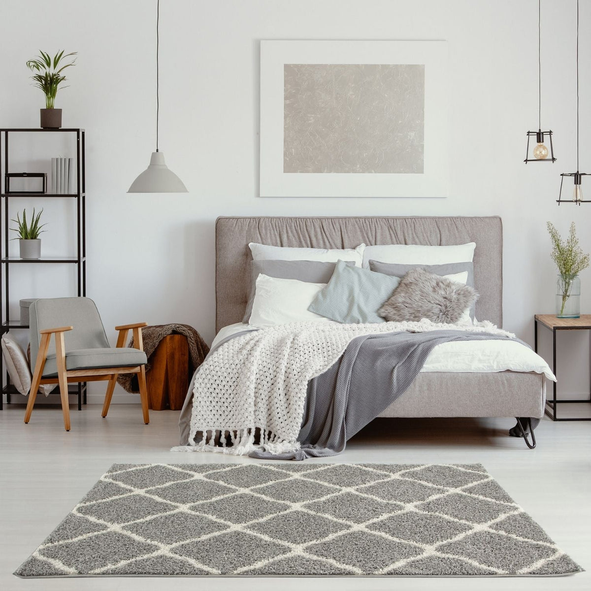 Moroccan Shaggy Rug, Grey 710