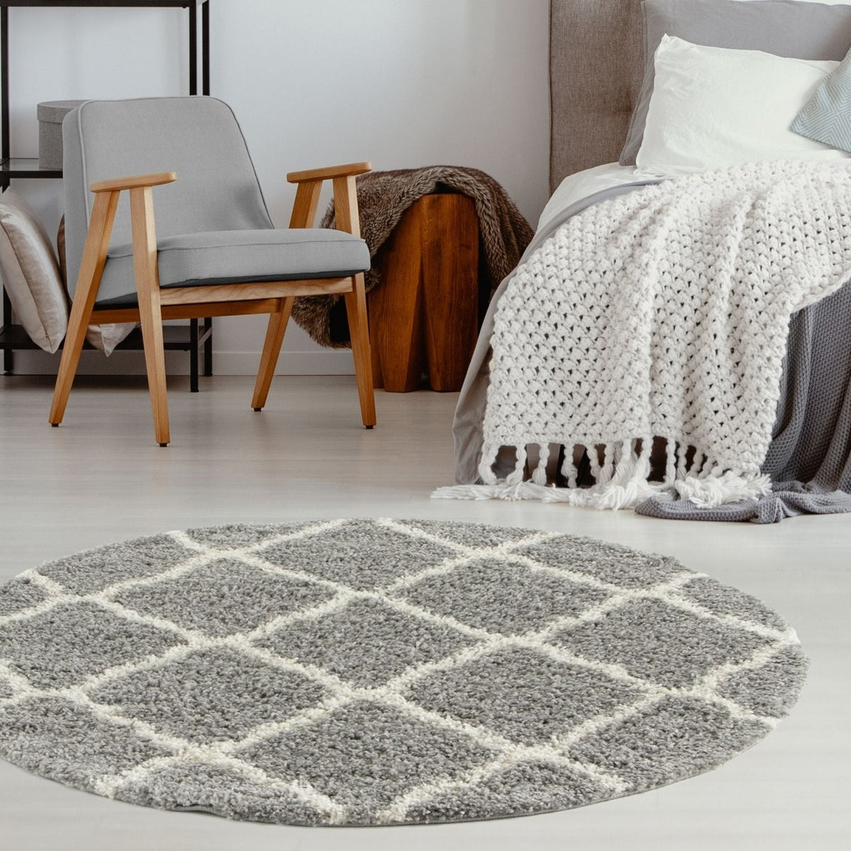 Moroccan Shaggy Rug, Grey 710