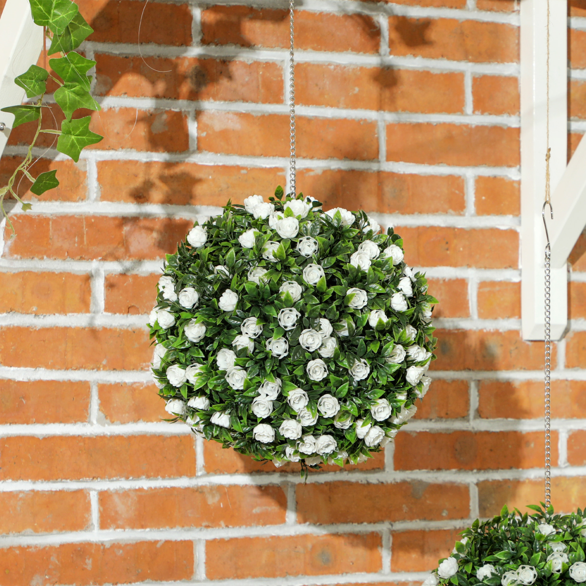 Artificial Topiary Rose Balls, Set of 2