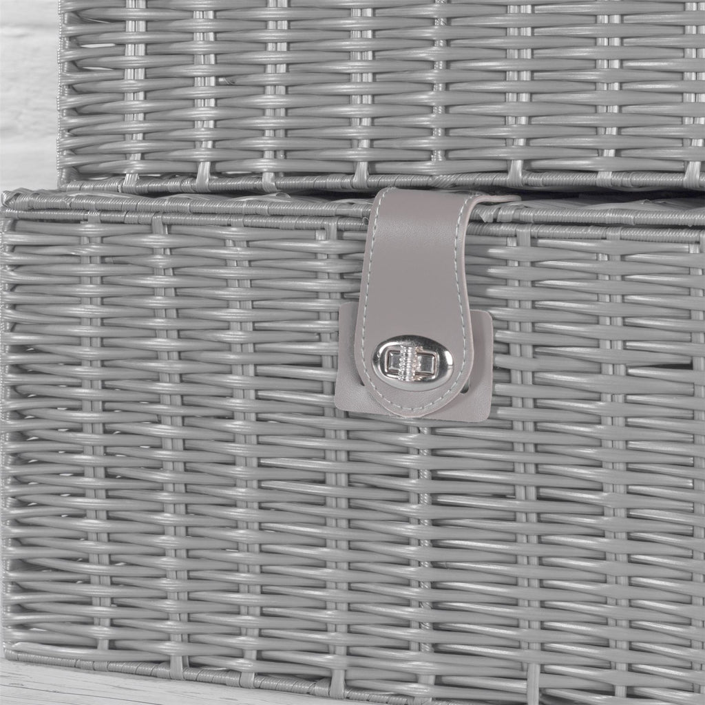 Resin Woven Storage Baskets, Set of 3, Grey