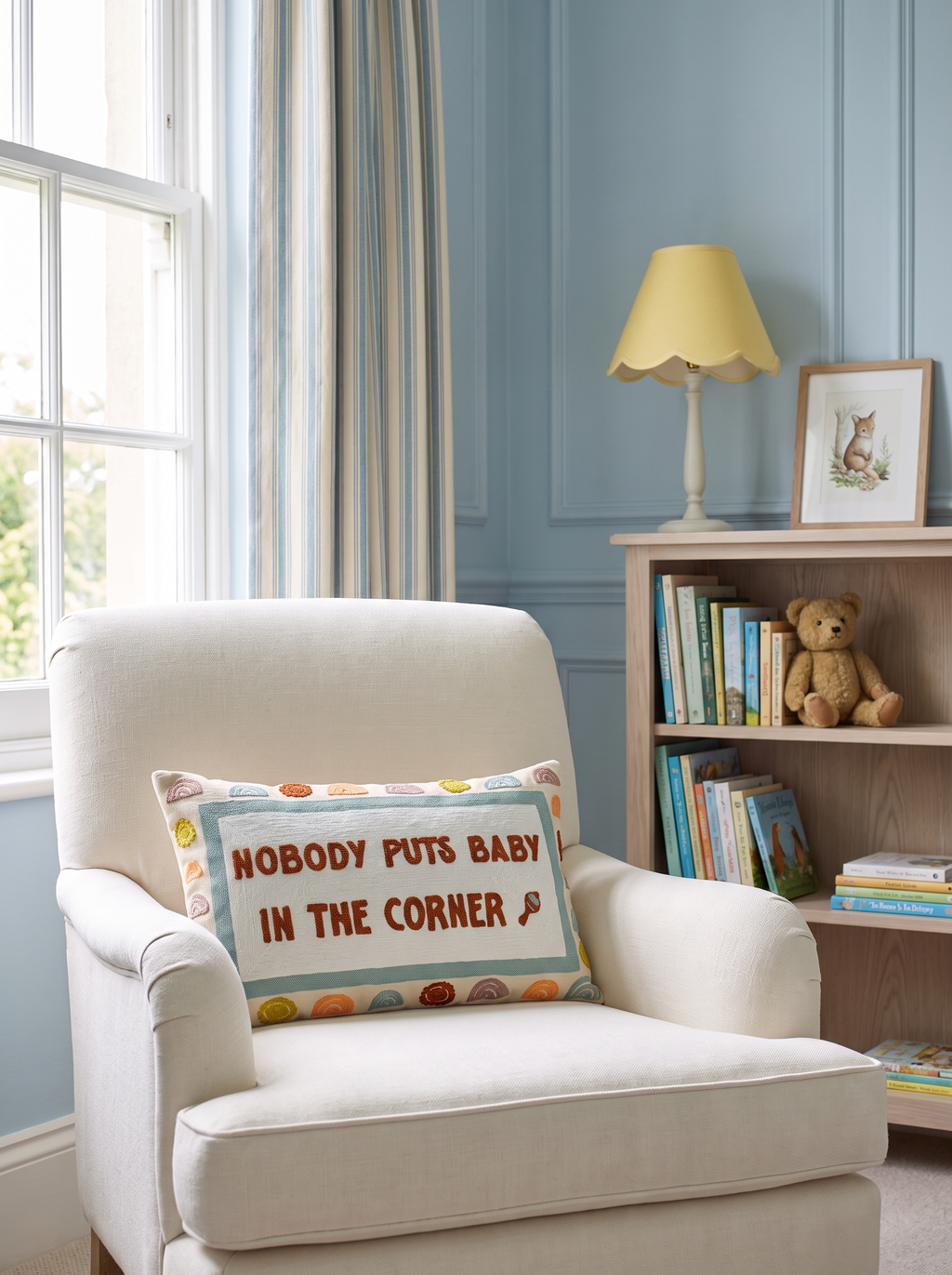Nobody Puts Baby in the Corner Needlepoint Cushion