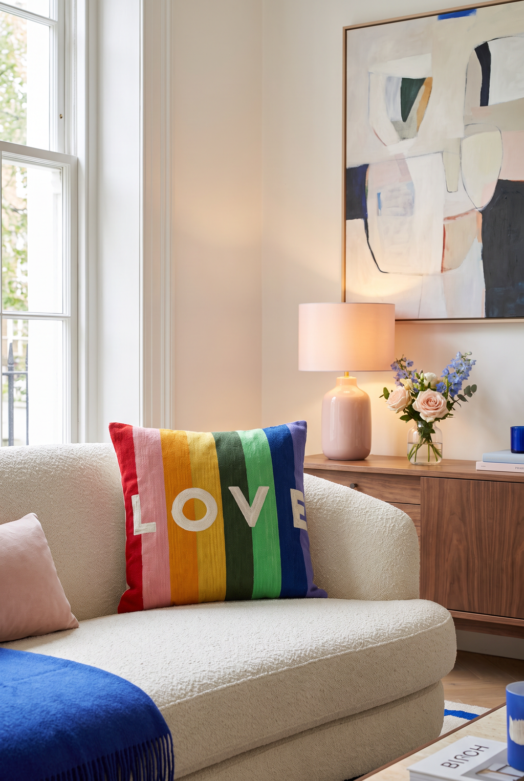 Rainbow LOVE Needlepoint Cushion
