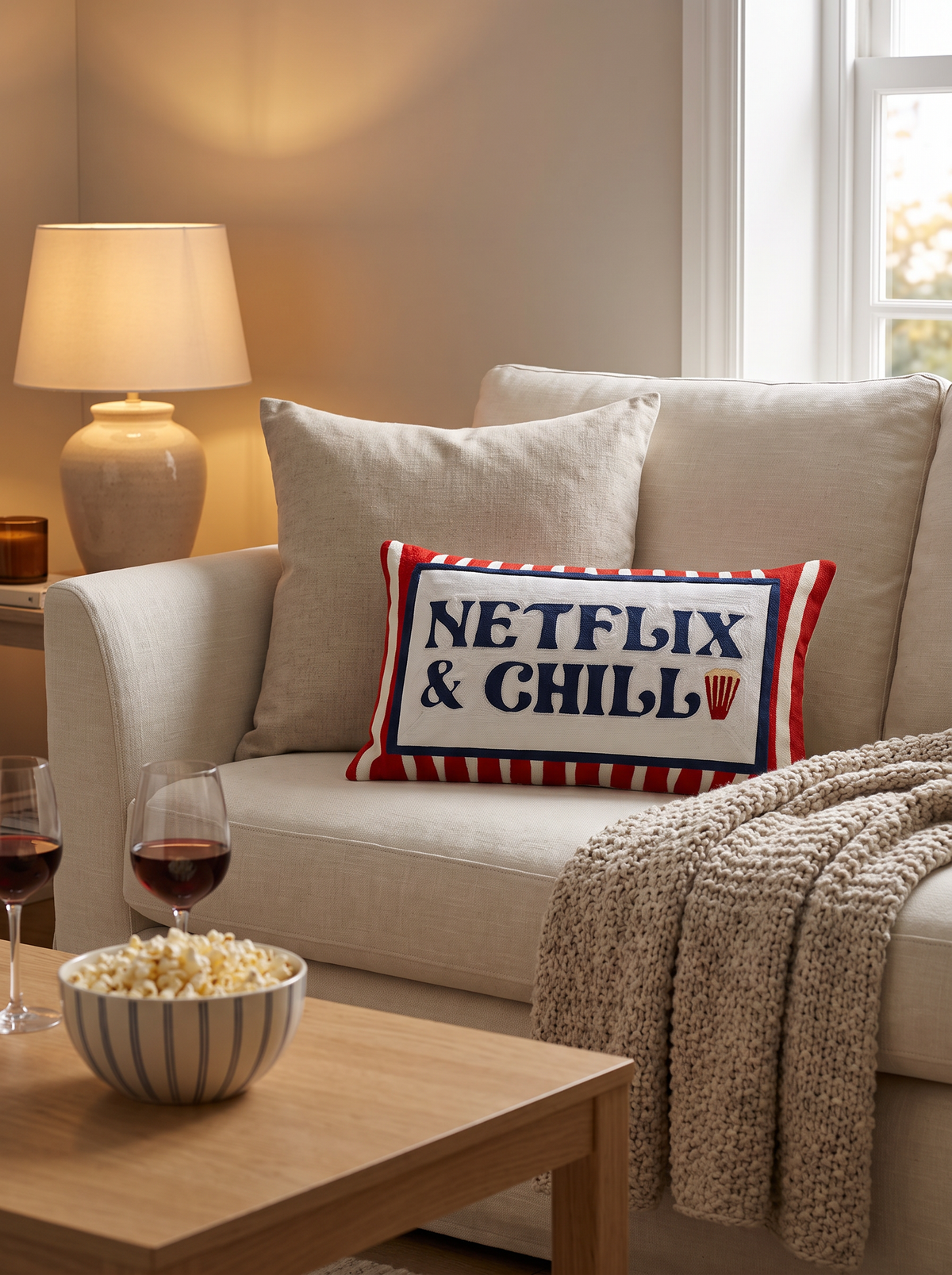 Netflix & Chill Needlepoint Cushion