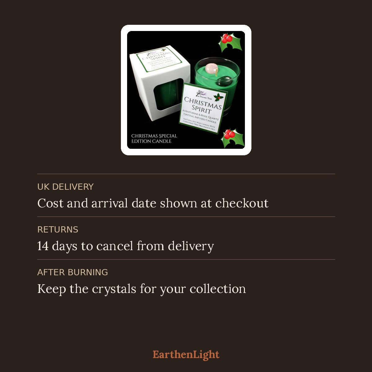 Christmas Spirit Crystal Scented Candle delivery and returns