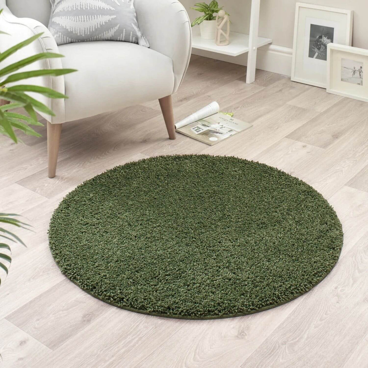 Washable Forest Green Shaggy Rug