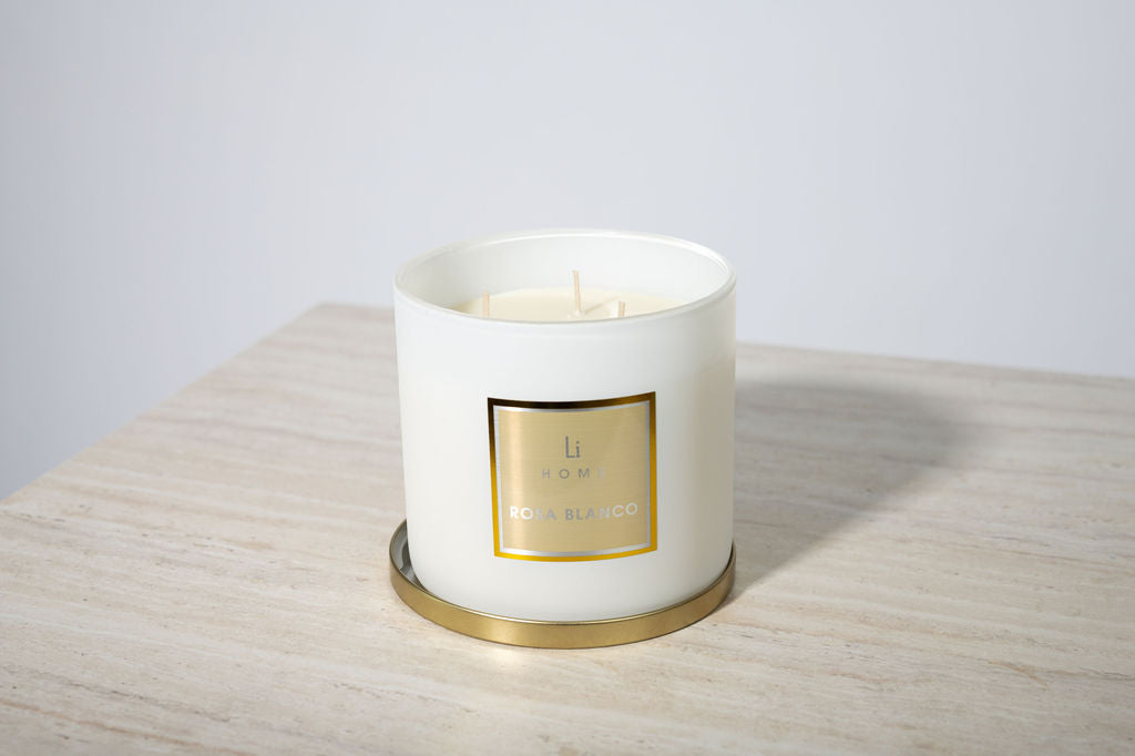 Rosa Blanco 3-Wick Luxury Candle, 1kg