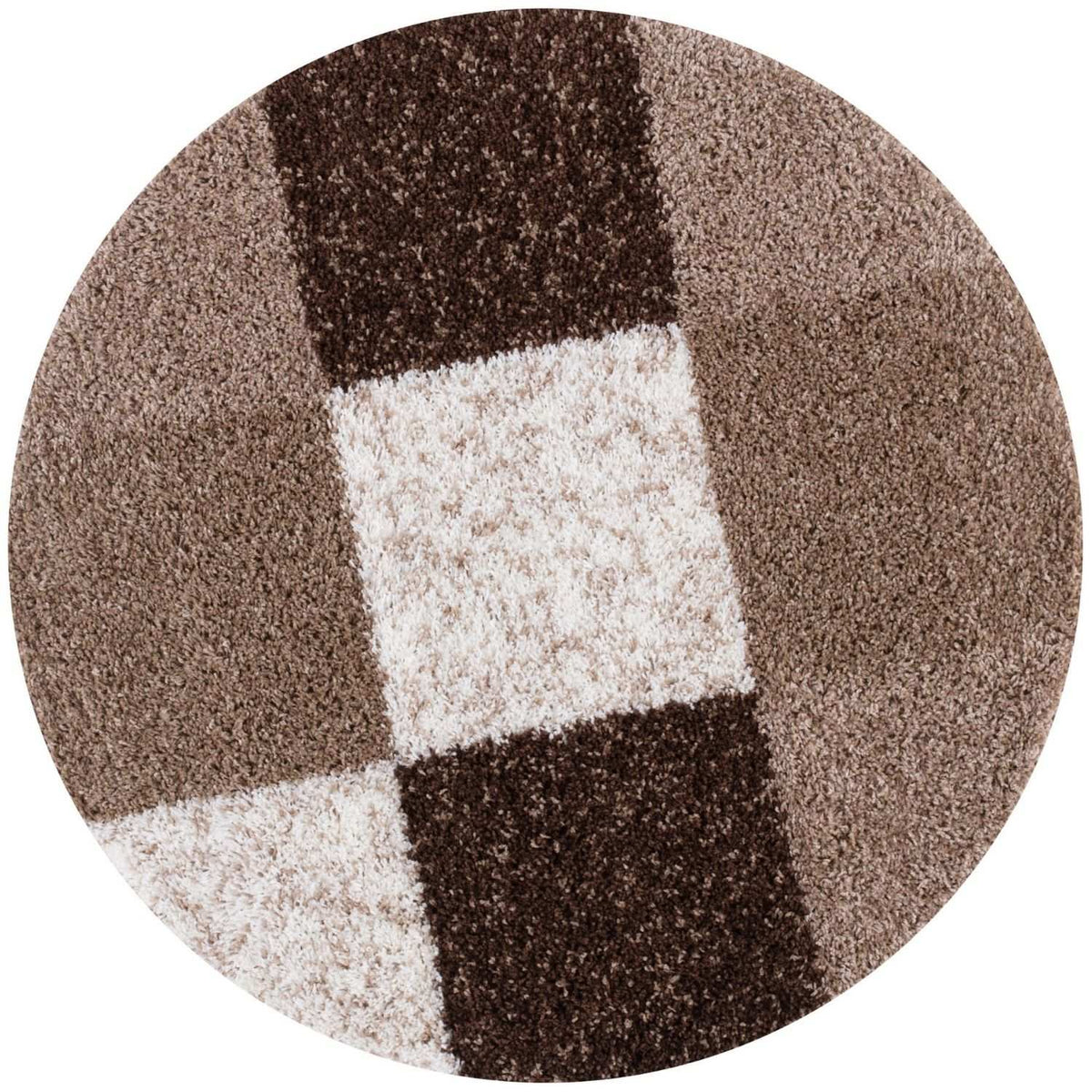 Geometric Brown Shaggy Rug
