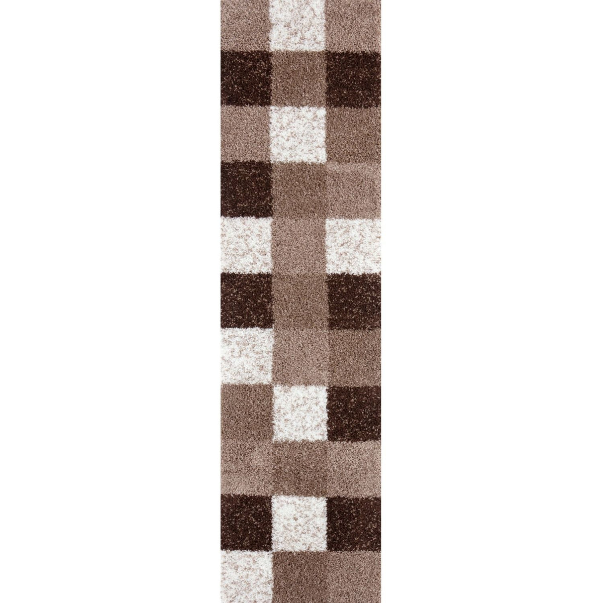 Geometric Brown Shaggy Rug
