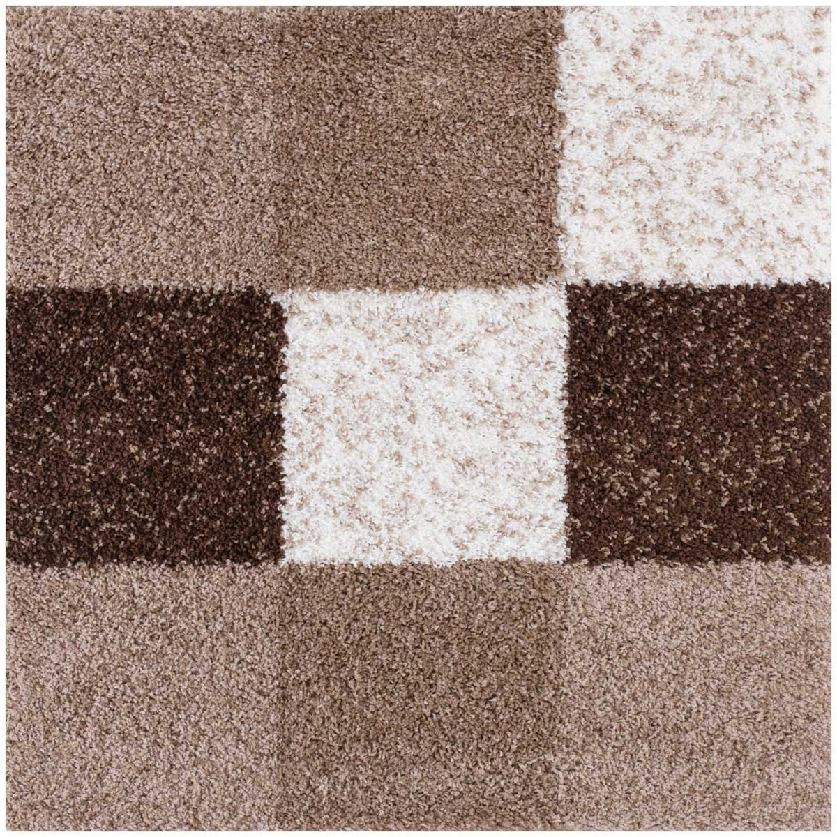Geometric Brown Shaggy Rug