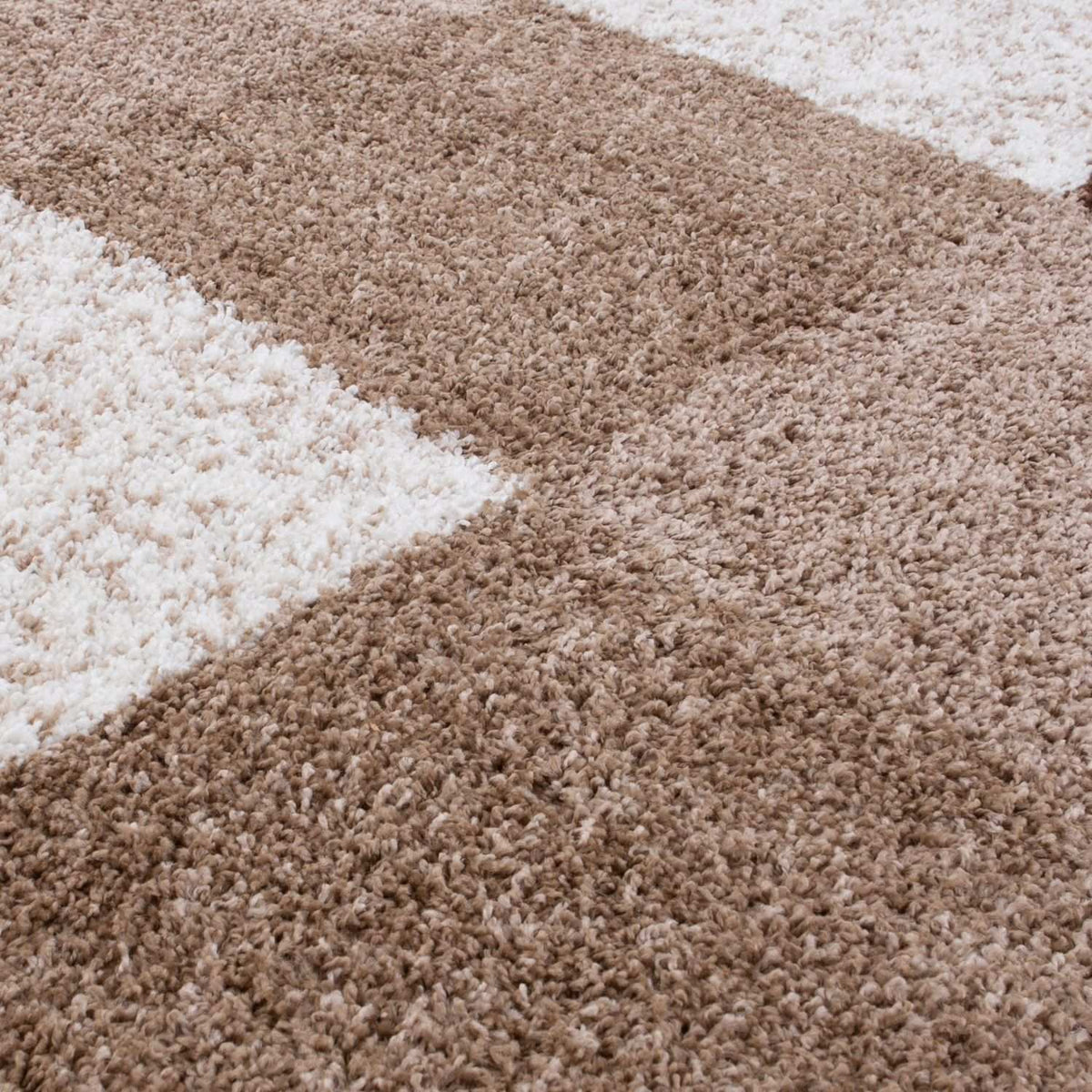Geometric Brown Shaggy Rug