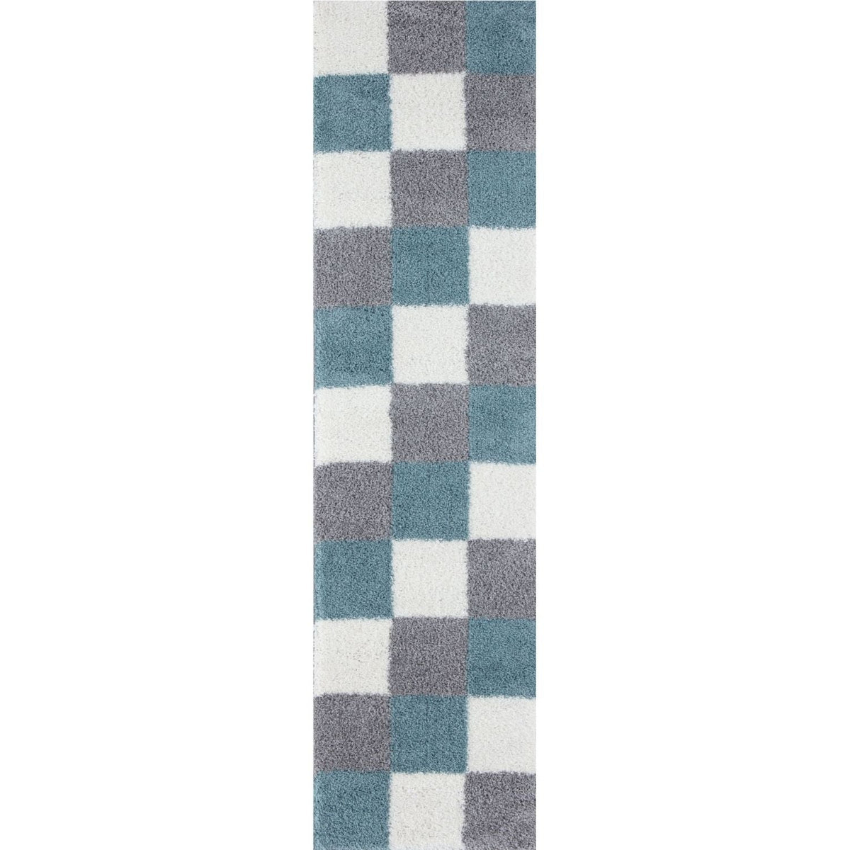 Geometric Duck Egg Blue Shaggy Rug