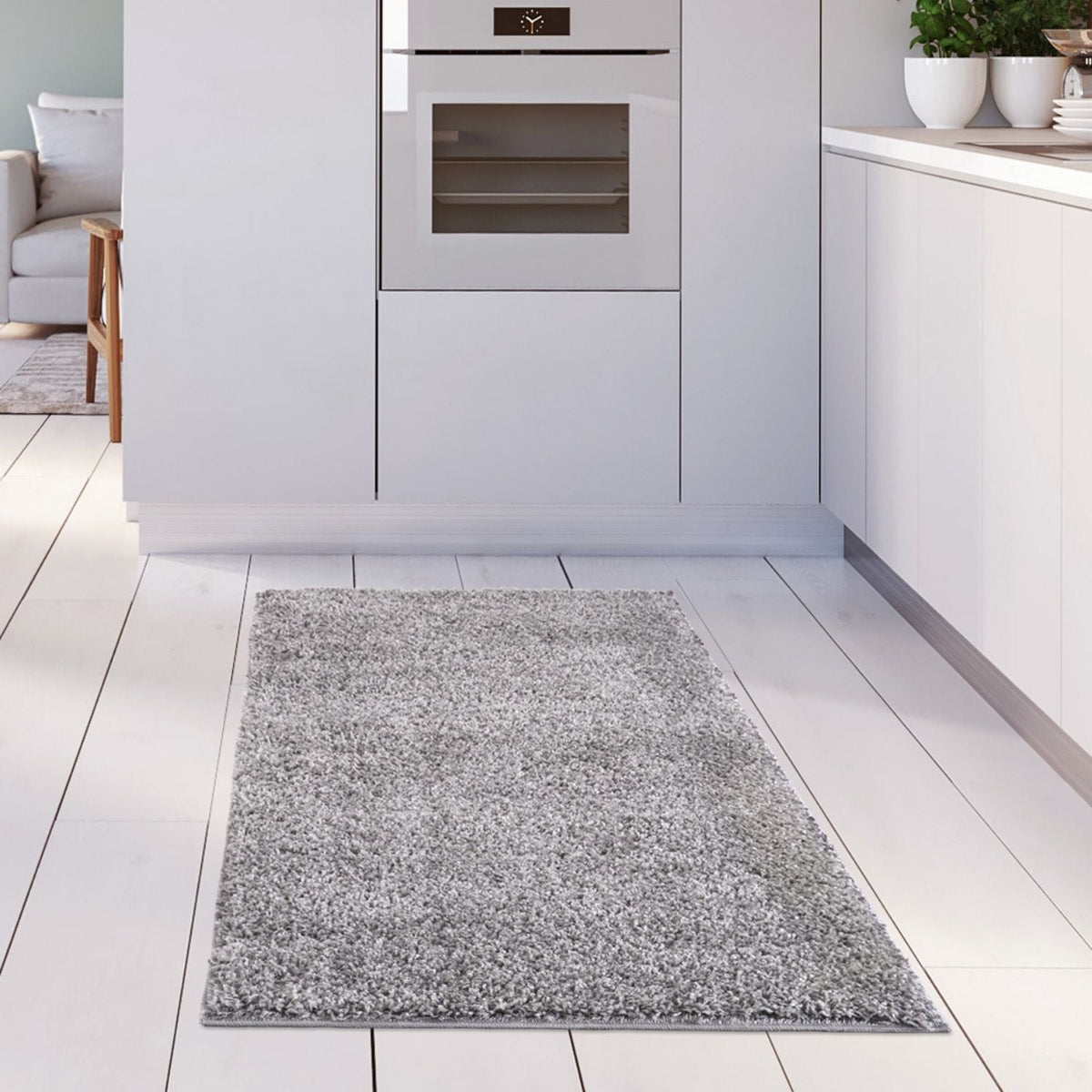 Solid Grey Shaggy Rug