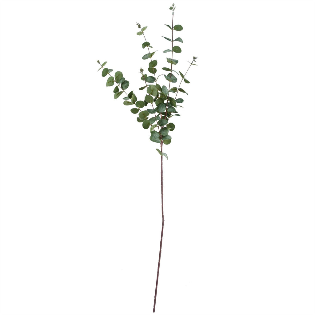 Artificial Peony and Eucalyptus Arrangement with Grey Glass Vase
