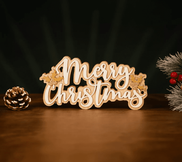 Wooden Merry Christmas Freestanding Sign