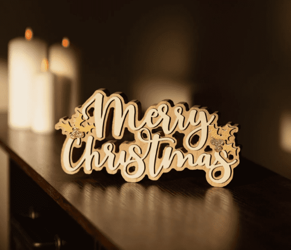 Wooden Merry Christmas Freestanding Sign