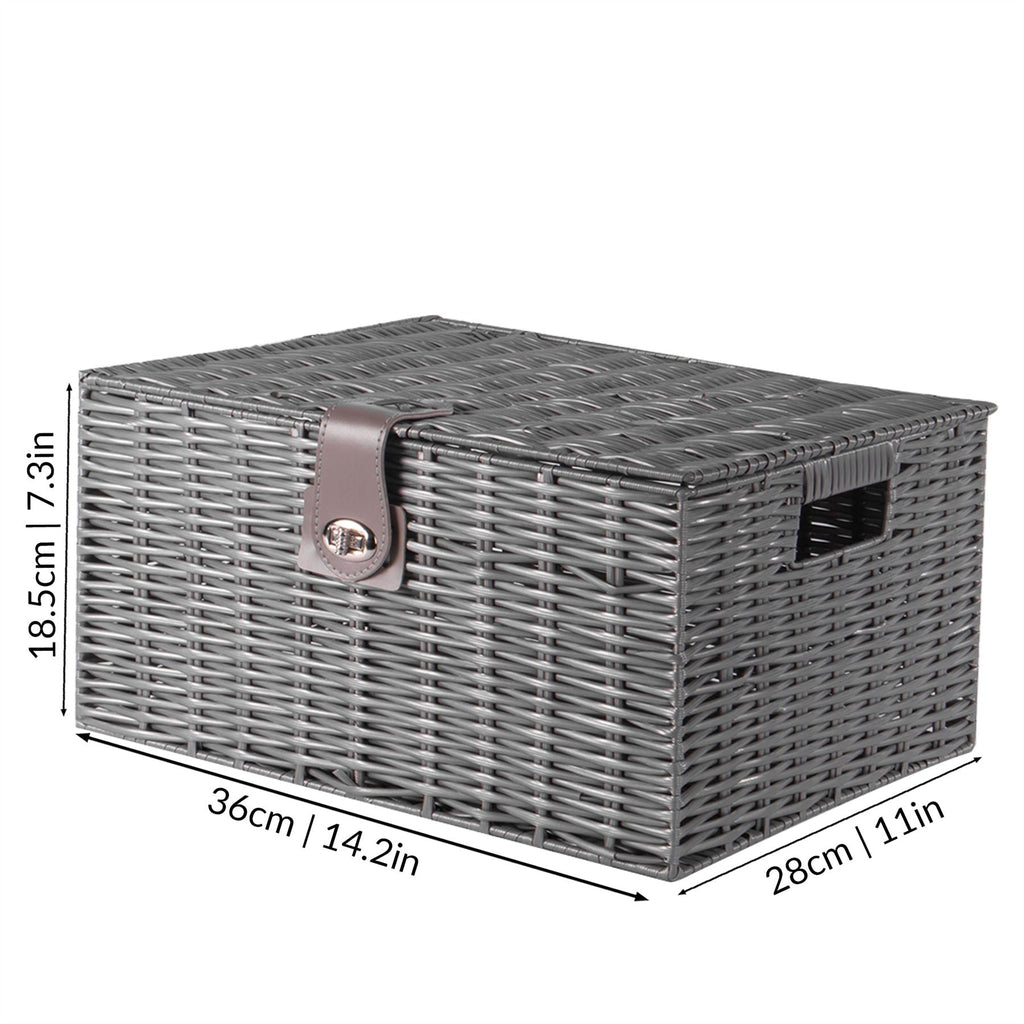 Resin Woven Storage Baskets, Set of 3, Grey