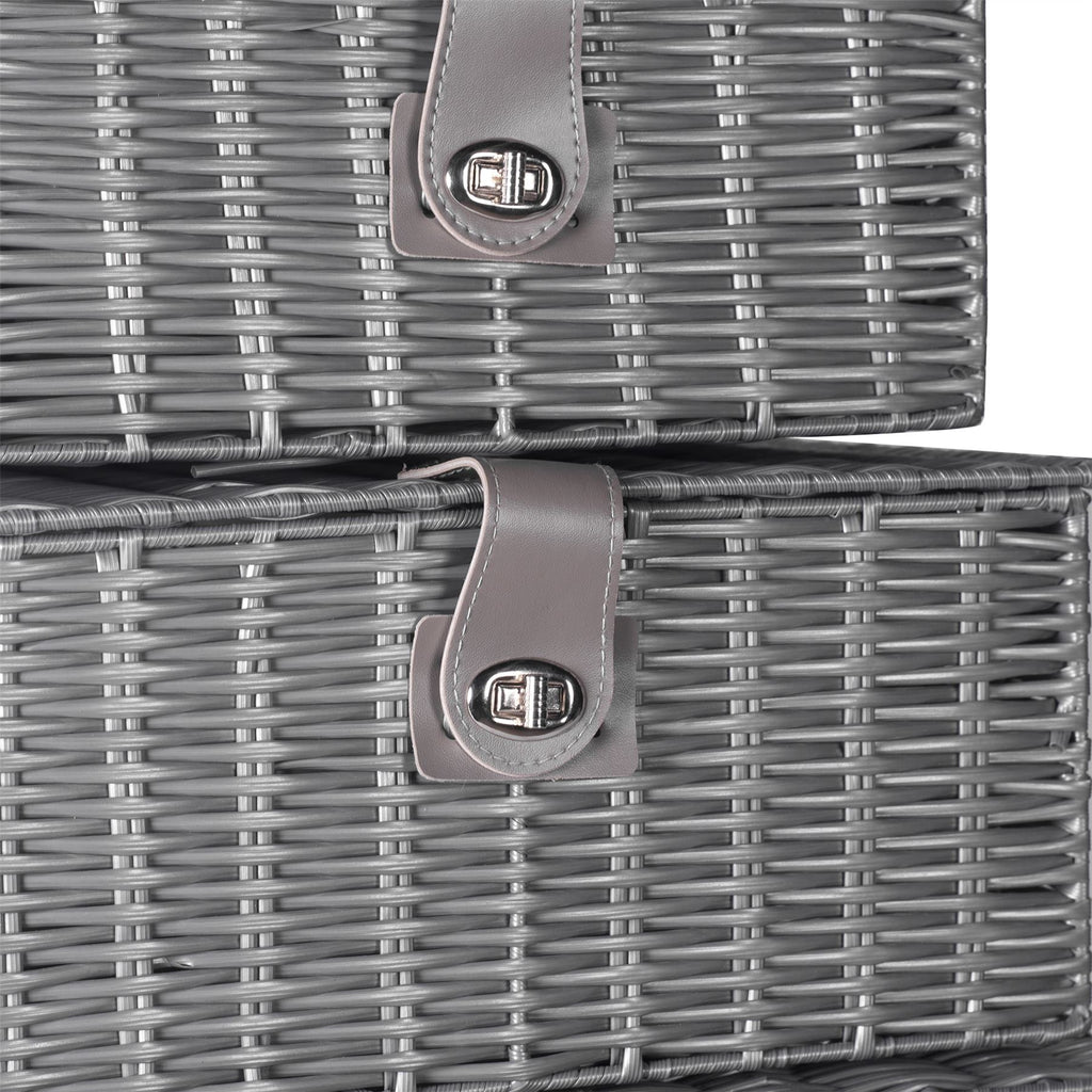 Resin Woven Storage Baskets, Set of 3, Grey