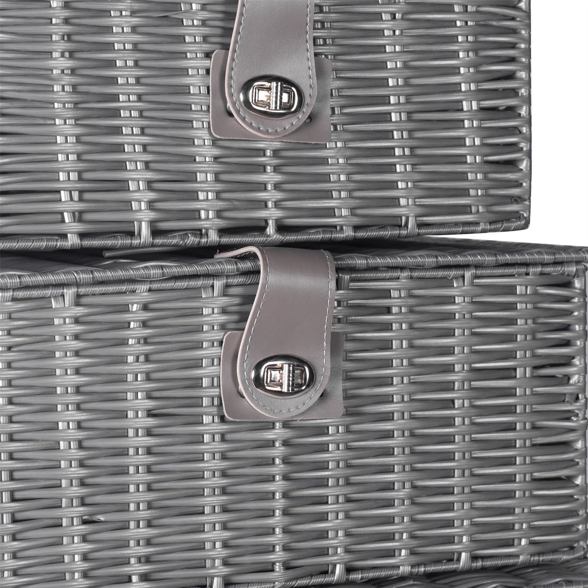 Resin Woven Storage Baskets, Set of 3, Grey