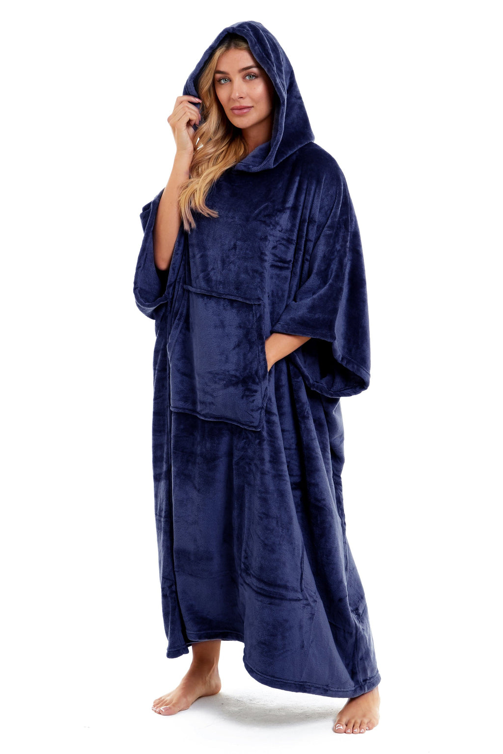 Women's Hooded Poncho Blanket, Plush Fleece