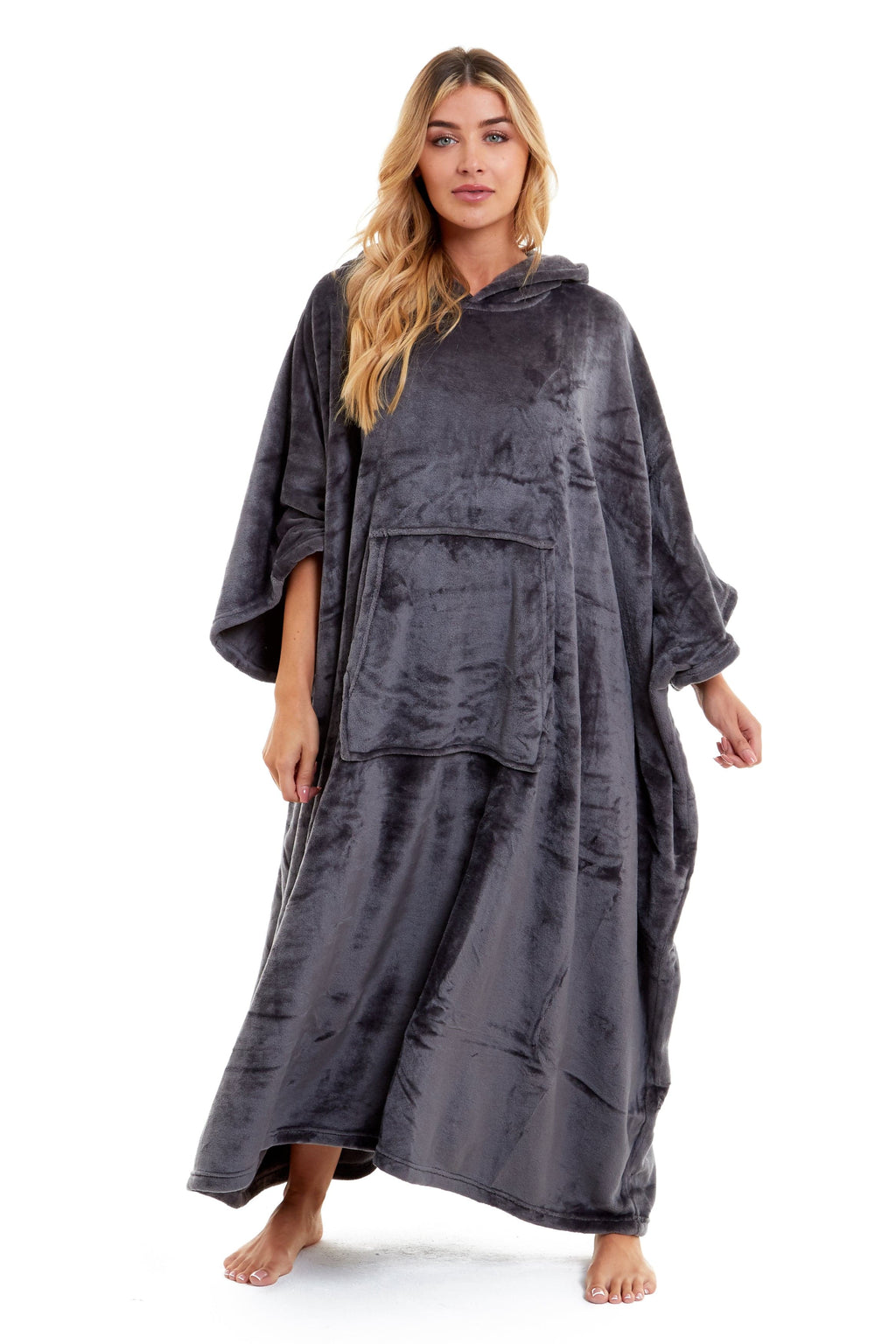 Women's Hooded Poncho Blanket, Plush Fleece