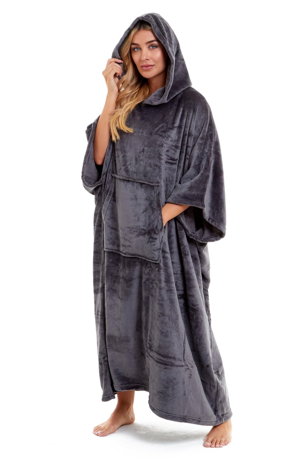 Women's Hooded Poncho Blanket, Plush Fleece
