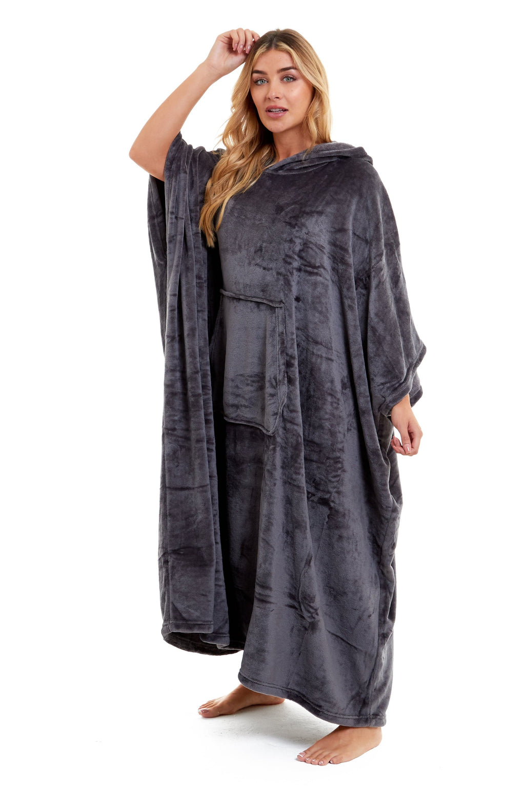 Women's Hooded Poncho Blanket, Plush Fleece