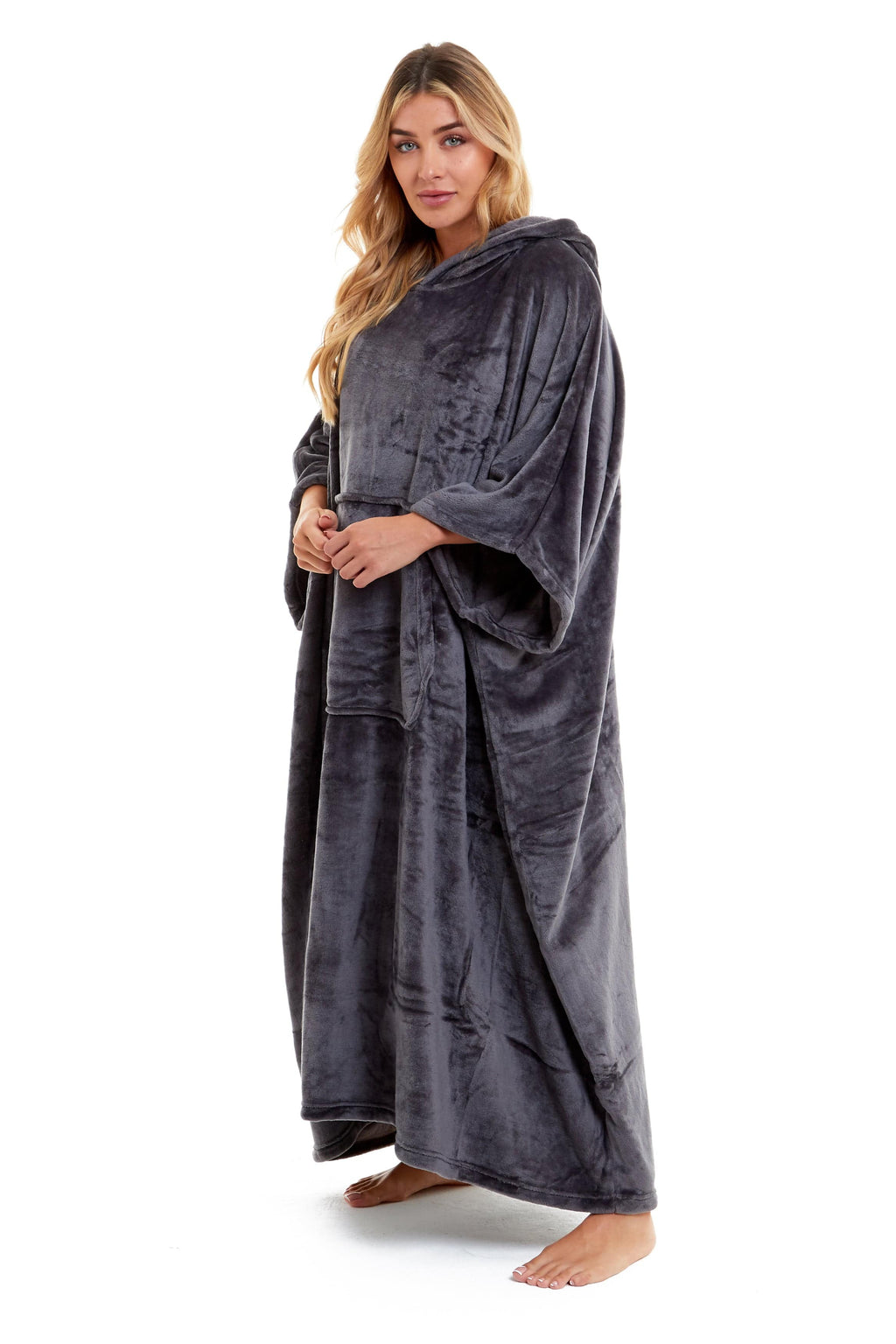 Women's Hooded Poncho Blanket, Plush Fleece