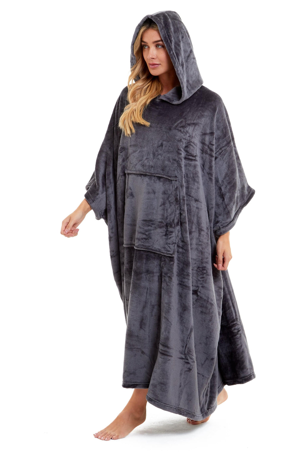 Women's Hooded Poncho Blanket, Plush Fleece