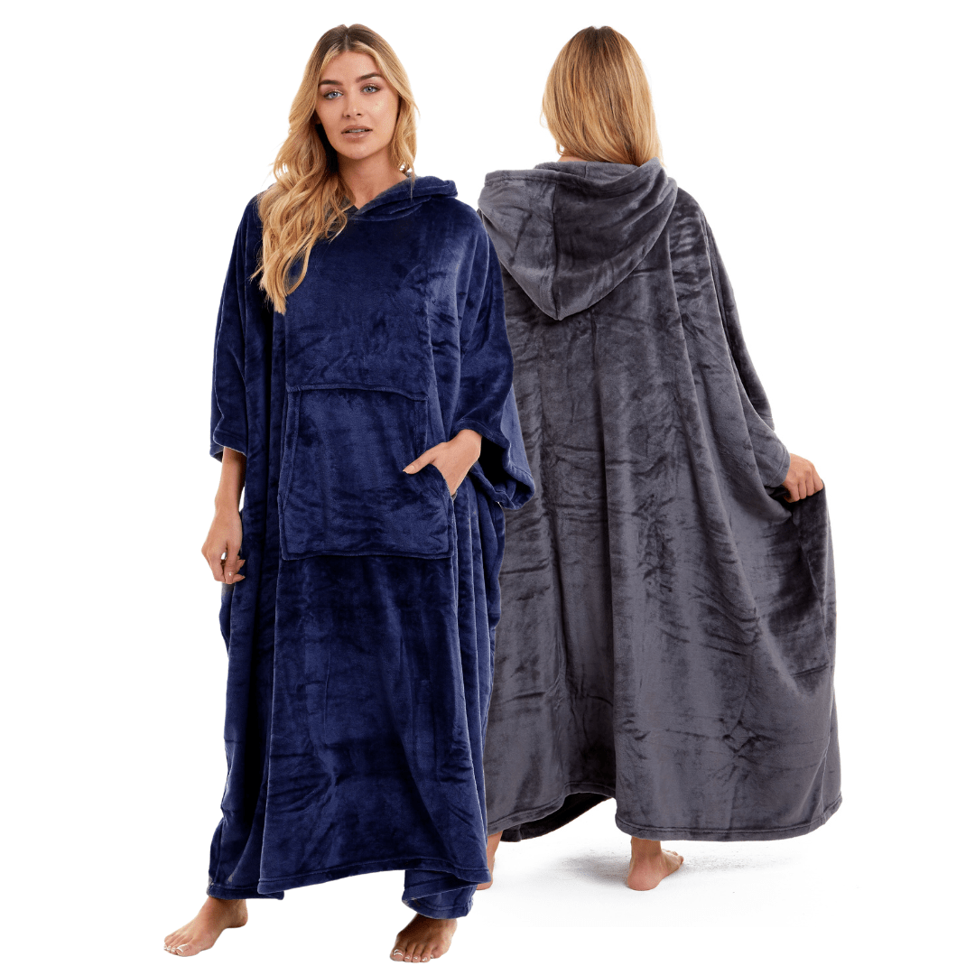 Women's Hooded Poncho Blanket, Plush Fleece