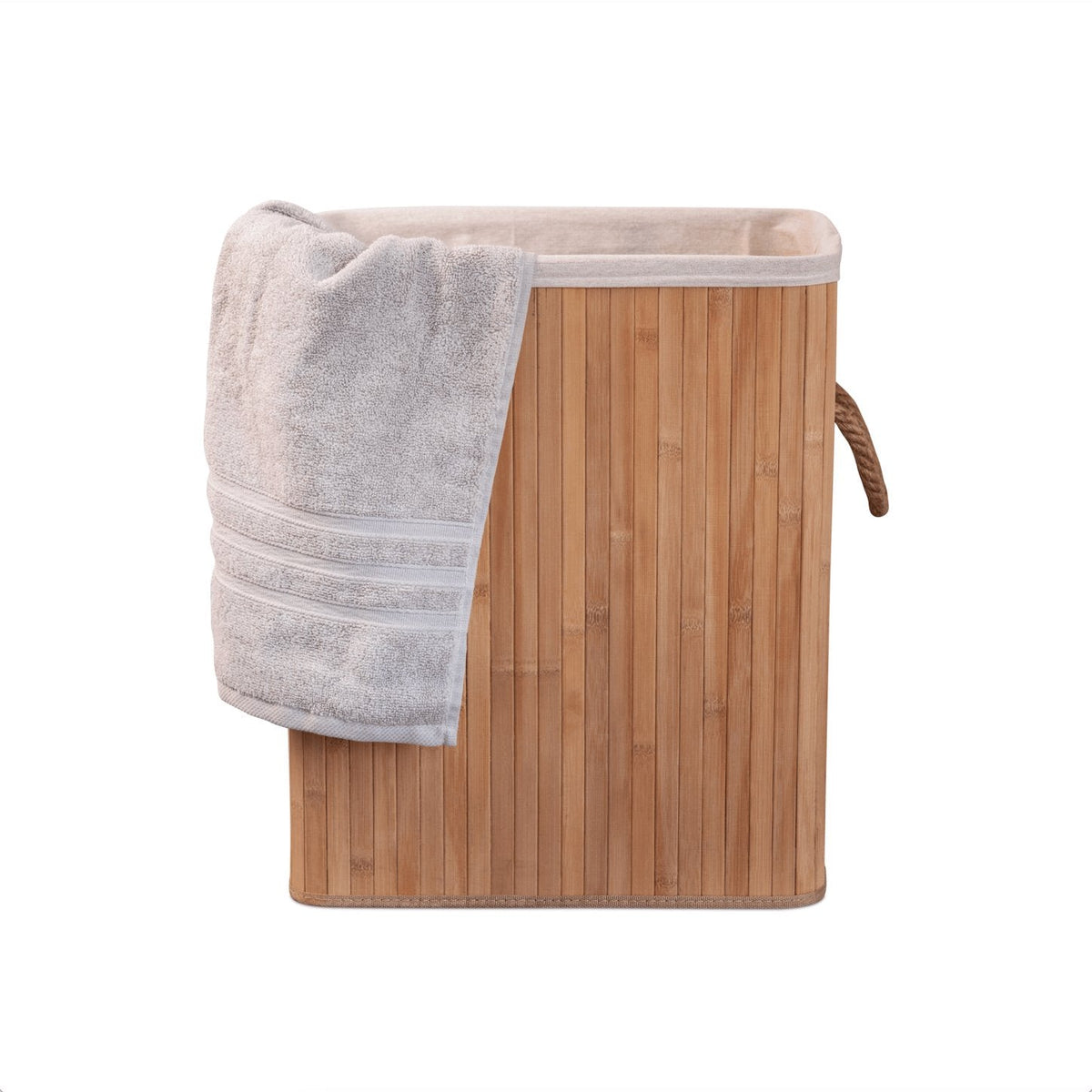 Bamboo Laundry Basket with Lid, 55L