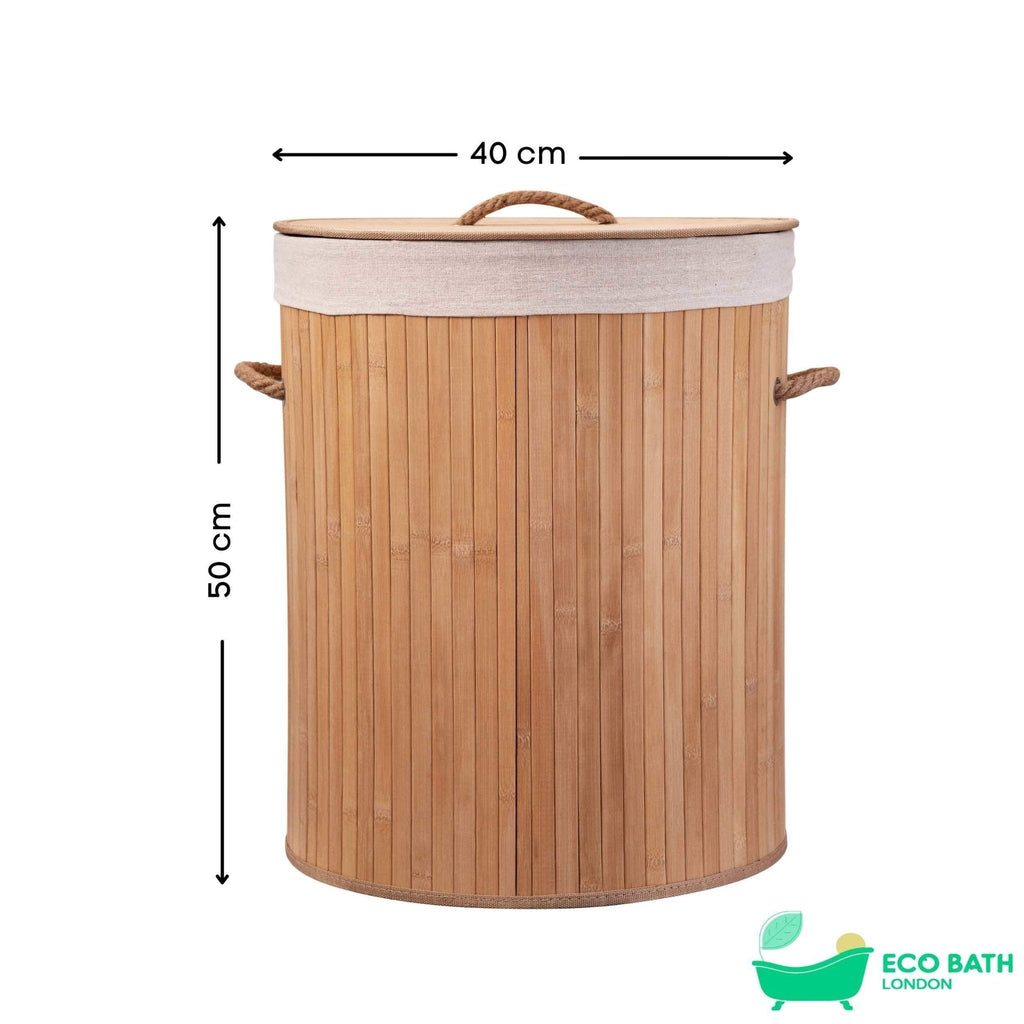 Bamboo Laundry Basket with Lid, 55L