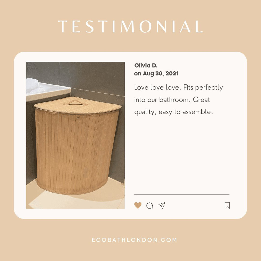 Bamboo Laundry Basket with Lid, 55L