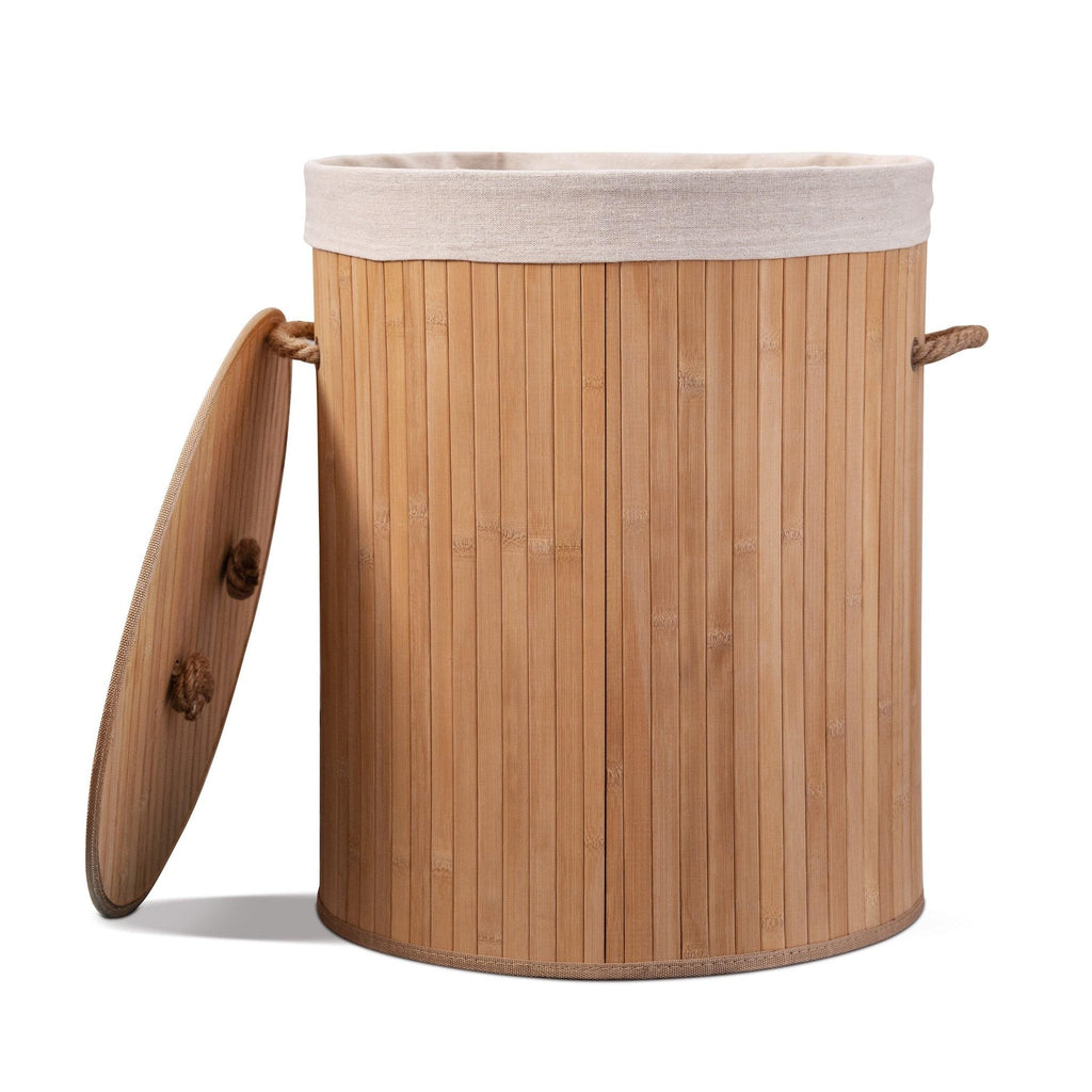 Bamboo Laundry Basket with Lid, 55L