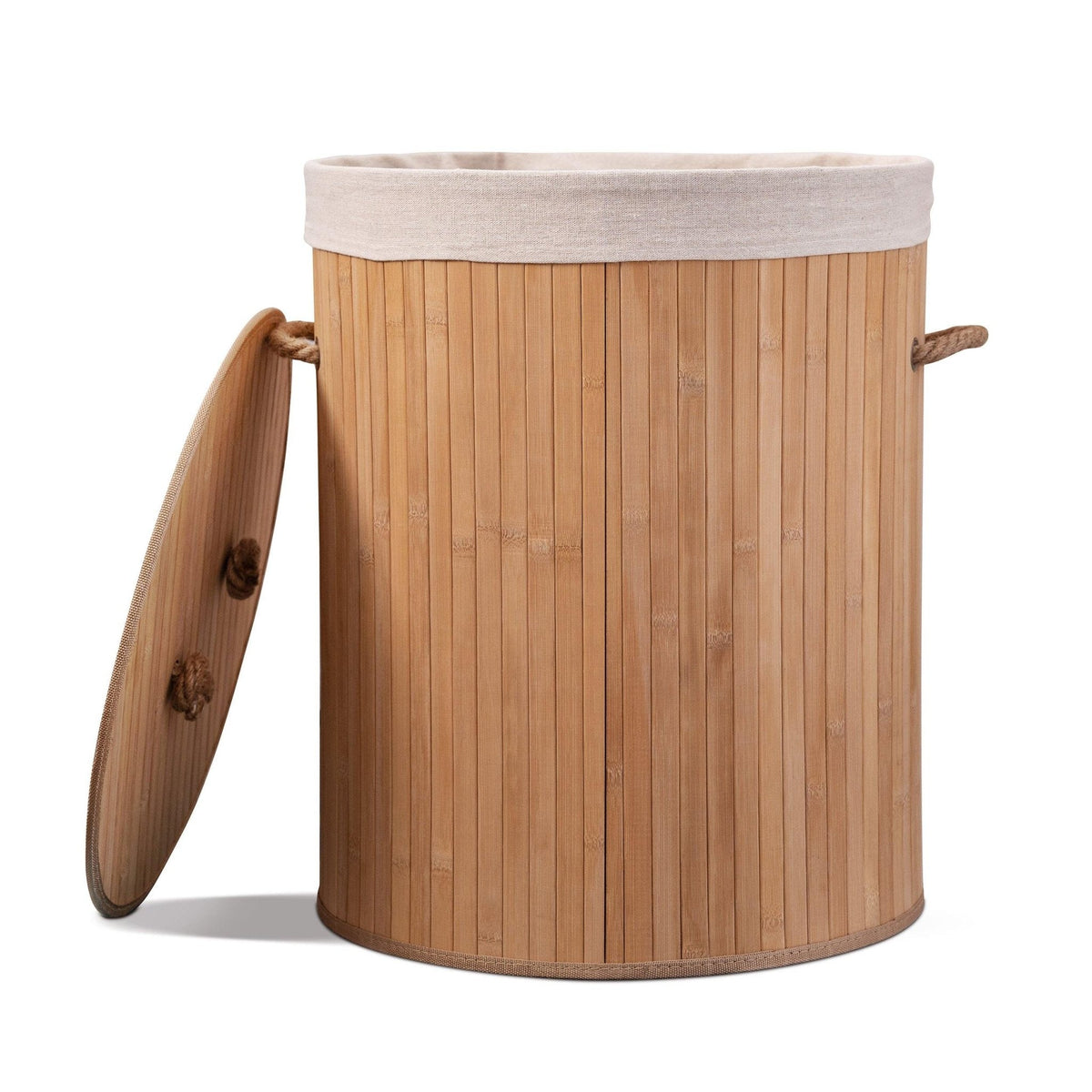 Bamboo Laundry Basket with Lid, 55L