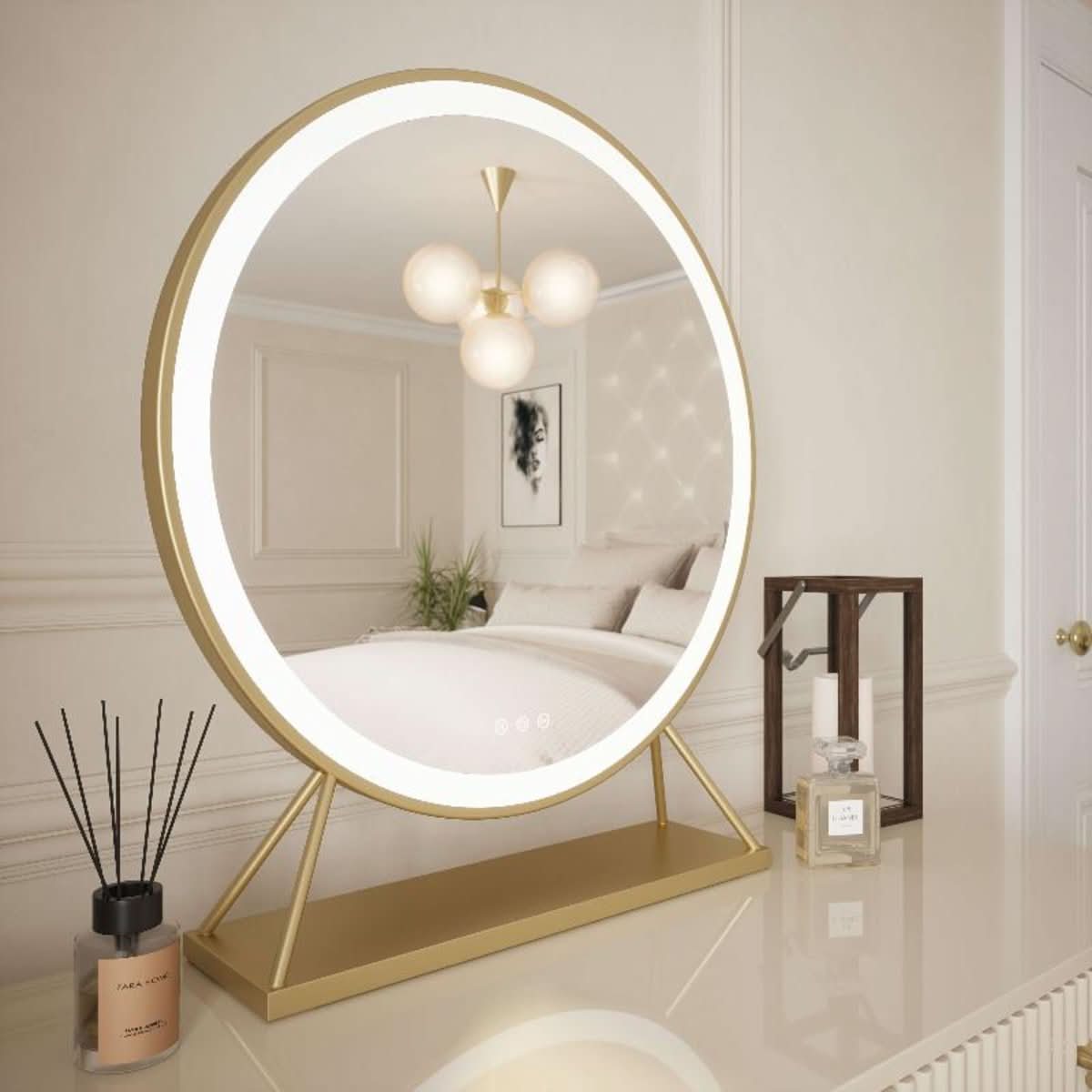 Anne Round Gold Hollywood Mirror, 60 x 67cm
