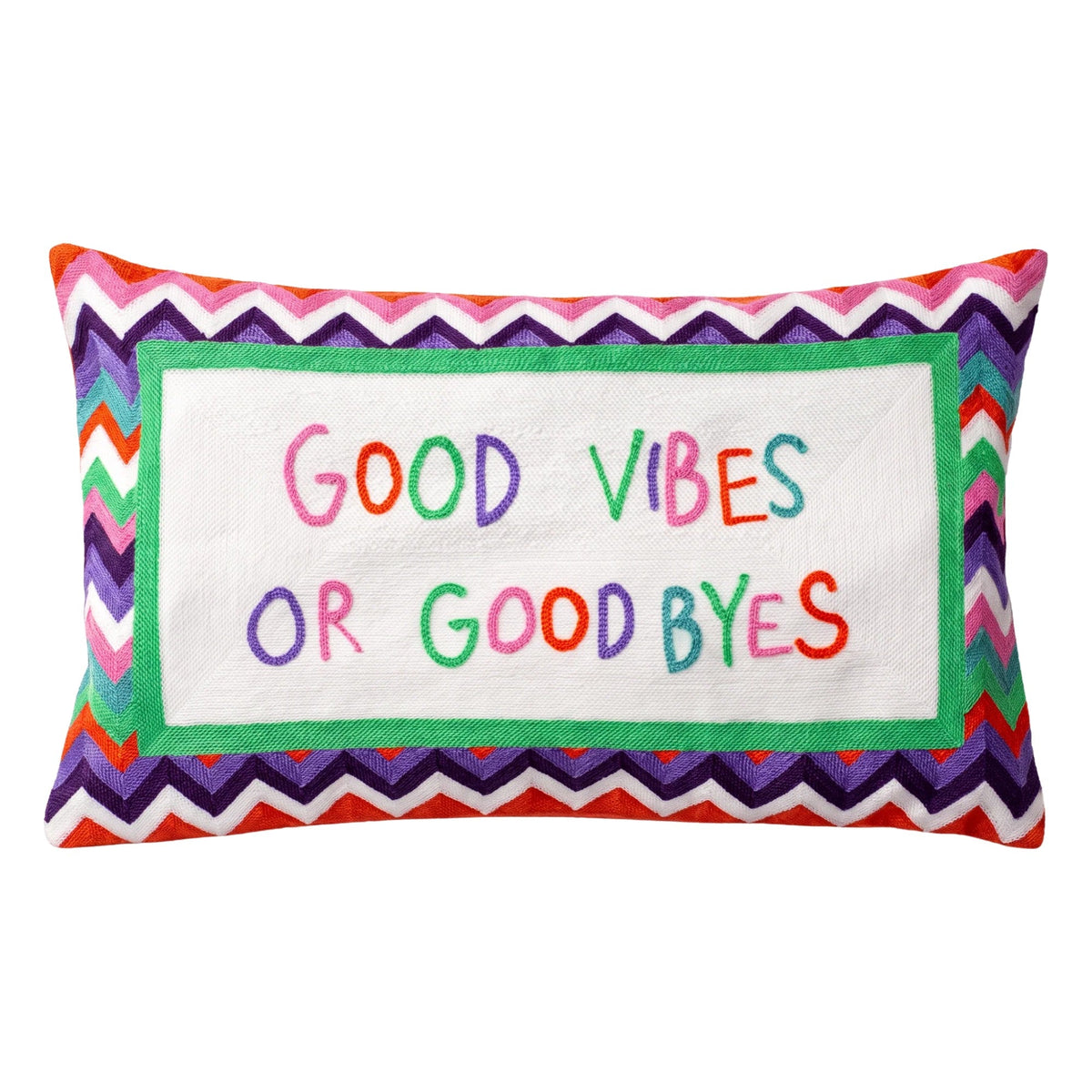 Good Vibes or Good Byes Needlepoint Cushion