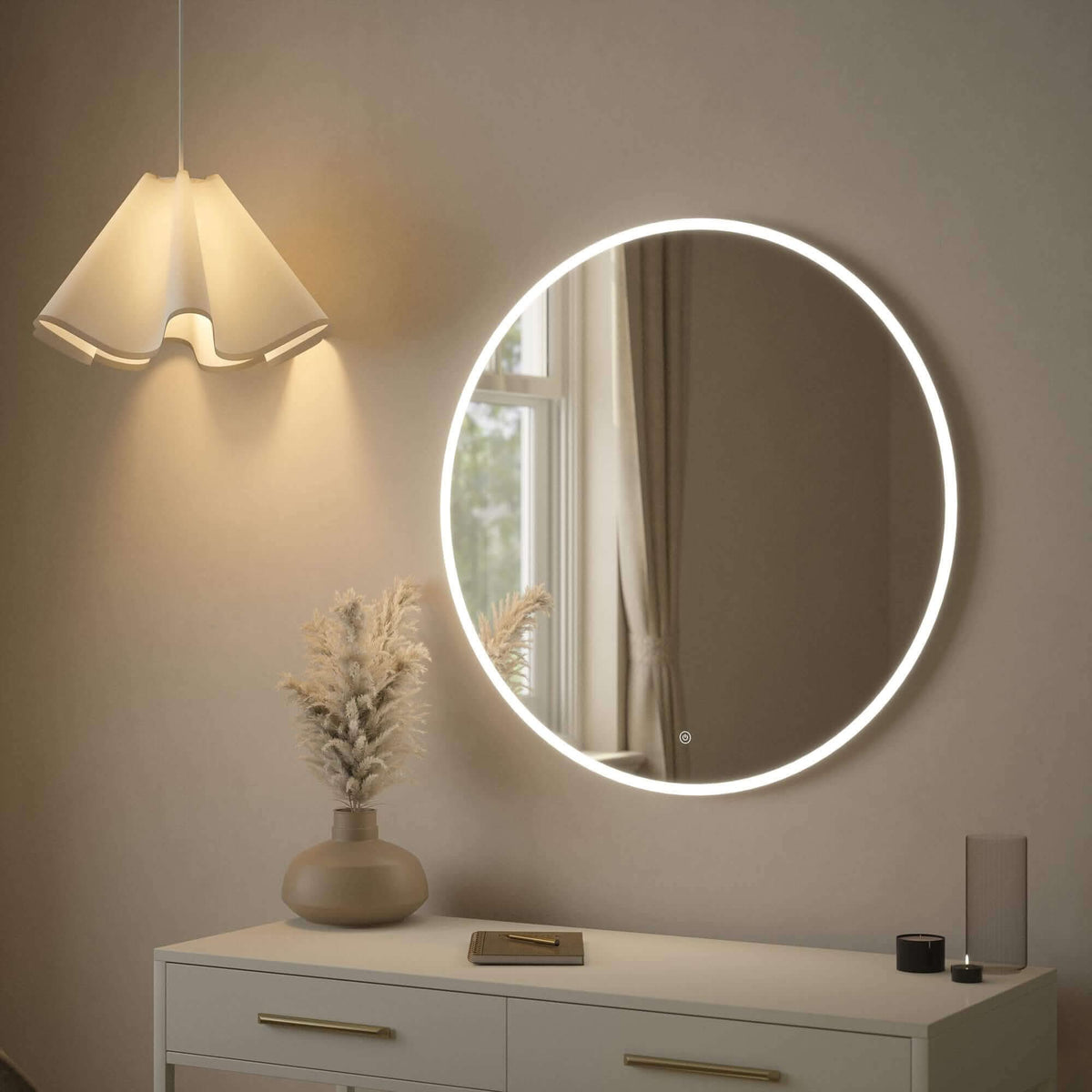 Ava Round Backlit Mirror, 80cm
