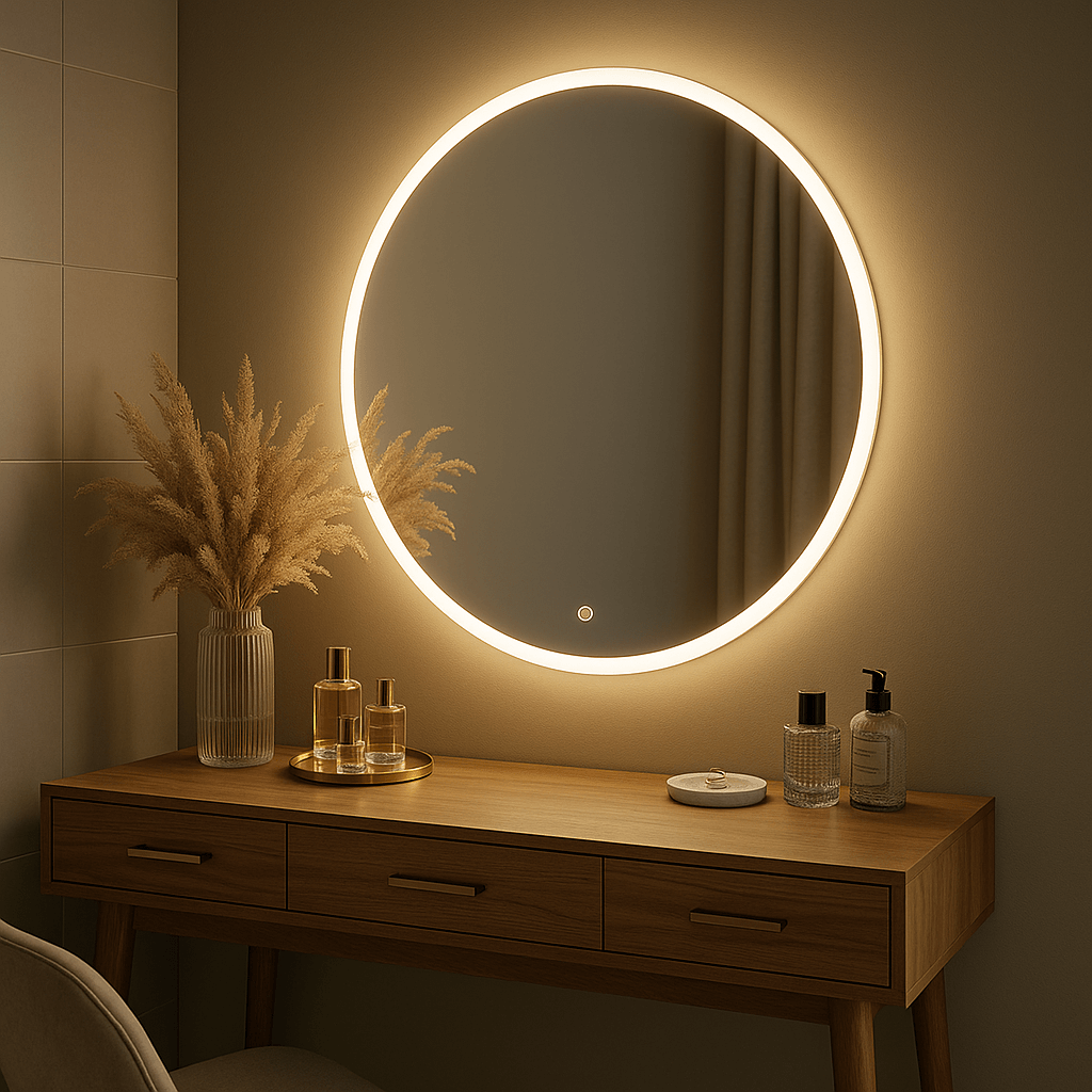 Ava Round Backlit Mirror, 80cm