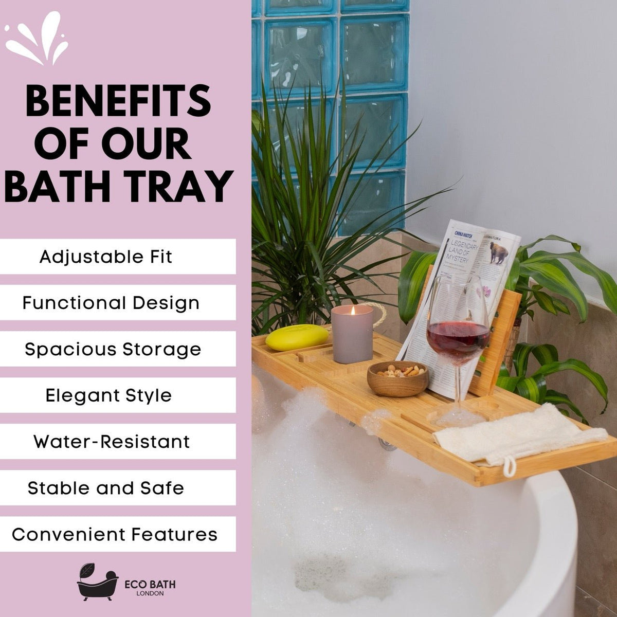 Extendable Bamboo Bath Tray