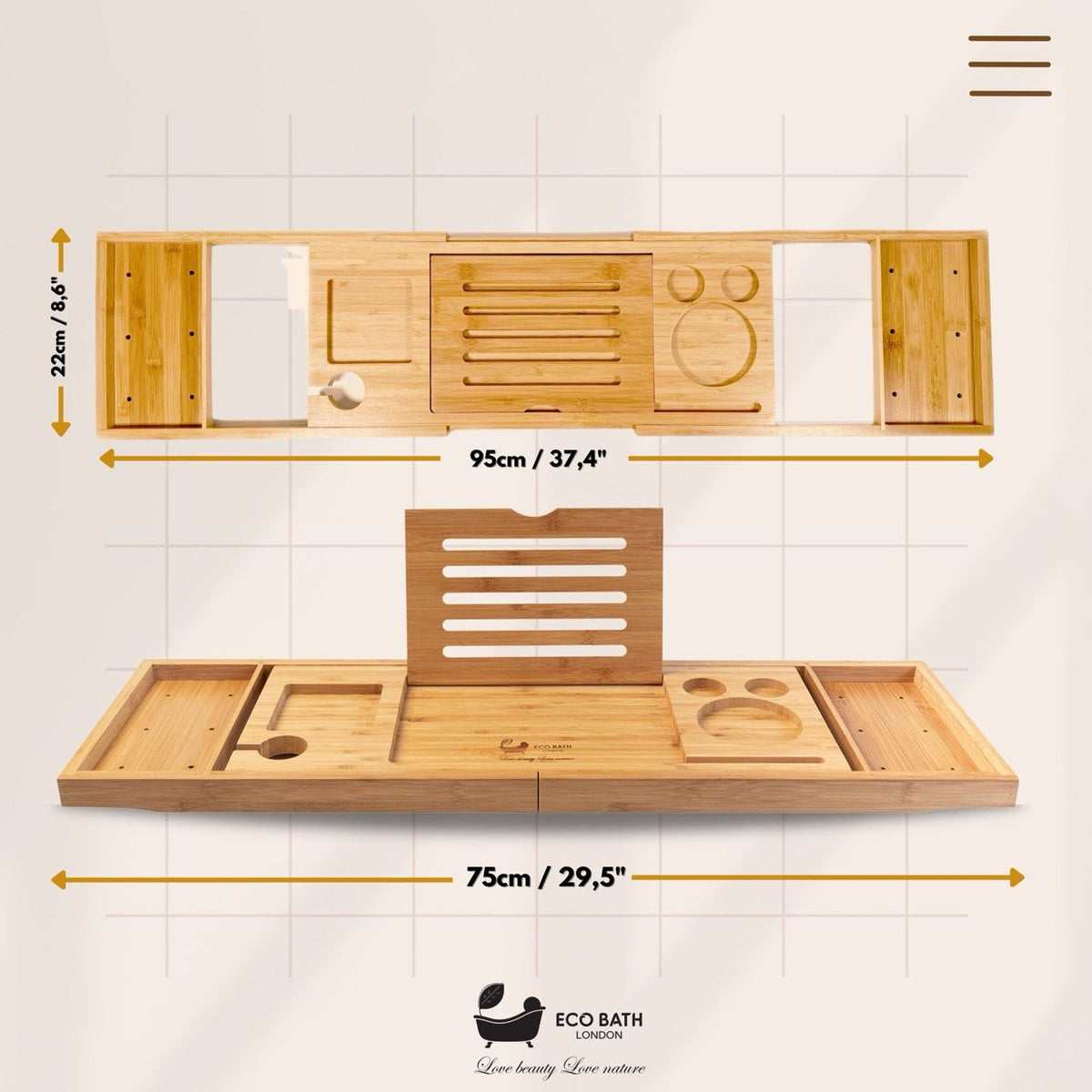 Extendable Bamboo Bath Tray