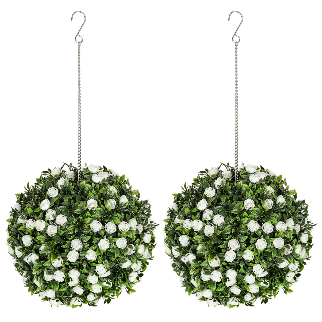Artificial Topiary Rose Balls, Set of 2